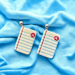 Teacher Gift Lined Paper Clay Dangle Earrings