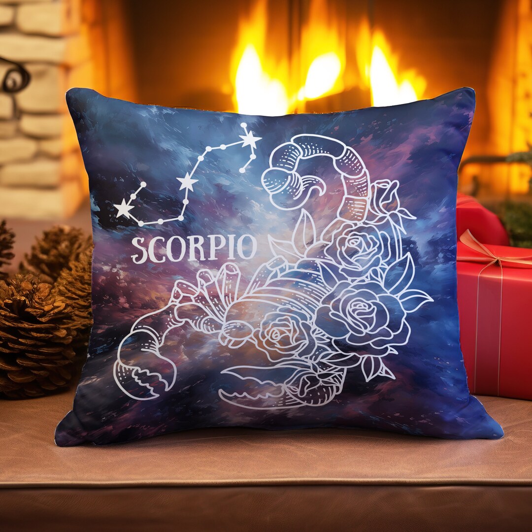 Astrology Zodiac Pillow Scorpio Painted Galaxy Background Etsy