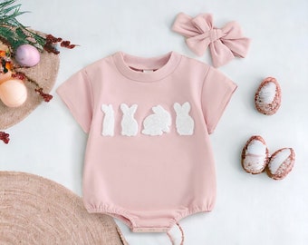 Baby Osterhase Strampler,Hase Baby Strampler,mein erstes Oster-Outfit,süßes Baby-Ostern-Outfit,Baby-Mädchen-Outfit,Ostern-Tag-Outfit,Hase Strampler