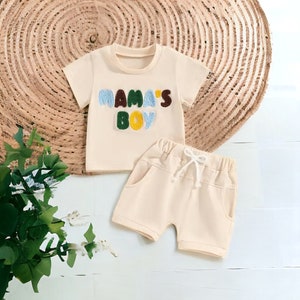 Mamas Junge-Set, Geschenke für Mama, Muttertagsgeschenk, süßes Baby-Jungen-Set, süße Baby-Jungen-Kleidung, süße Baby-Jungen-Outfits, Mamas Junge-Shirt, Sommer-Outfit