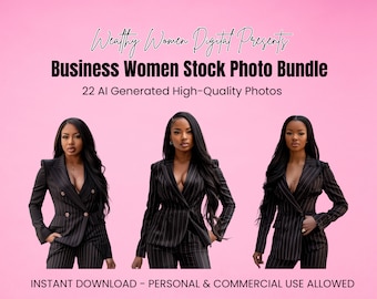 22 Geschäftsfrauen Stock Photo Bundle, AI-generierte hochwertige Bilder, Melanin Stock Photos, PLR Stock Photos, transparente PNG Fotos