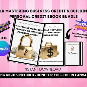 PLR Mastering Business Credit And Building Personal Credit Ebook Bundle, Done For You, Edit In Canva
