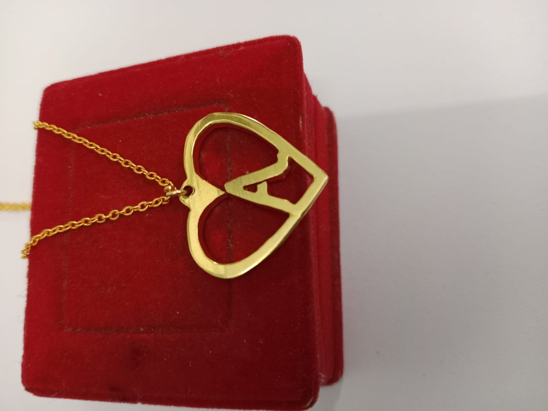 A Alphabet Necklace in Heart A Alphabet Pendant Necklace Etsy Australia