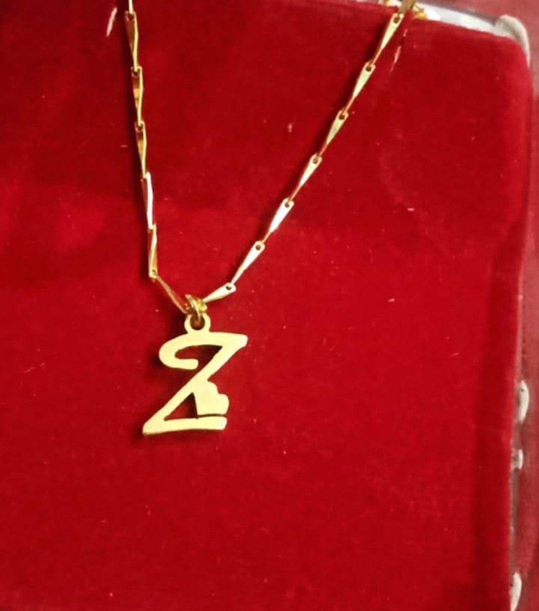Z Alphabet Necklace Z Alphabet Pendant Z Necklace With Gold Etsy