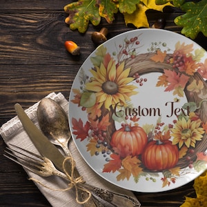 FALL PUMPKIN DINNERWARE Custom Style 6 - “Pumpkin Patch Collection” Plate, Bowl, and Frosted Glass