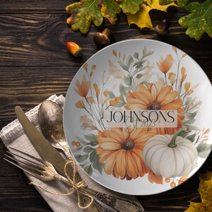 FALL PUMPKIN DINNERWARE Custom Style 2 - “Pumpkin Patch Collection” Plate, Bowl, and Frosted Glass