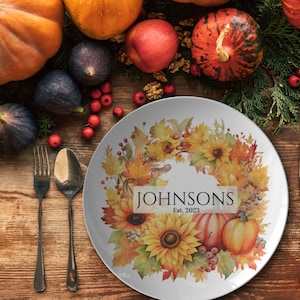 FALL PUMPKIN DINNERWARE Custom Style 5 - “Pumpkin Patch Collection” Plate, Bowl, and Frosted Glass