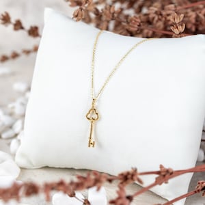 Key Symbol 14K Gold Necklace - Minimalist Jewelry