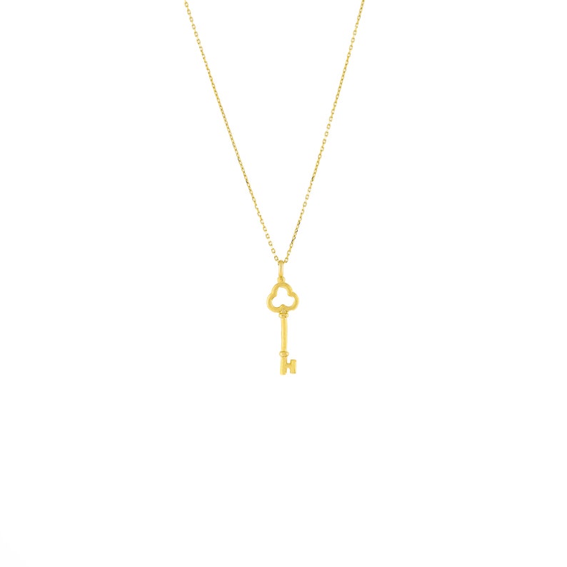 Key Symbol 14K Gold Necklace Minimalist Jewelry image 3