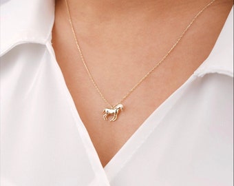 14K Gold Horse Necklace