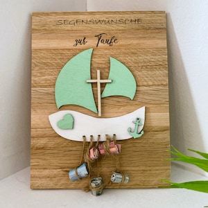 Taufe, Geldgeschenk, Holz, Boot, Geschenk zur Taufe, Glaube, Liebe, Hoffnung, Taufgeschenk