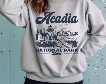 Moletom Acadia National Park Adulto Acadia Lighthouse Moletom Bar Harbor Travel Crewneck Moletom Maine Souvenir Presente