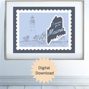 I Wanna Go To Maine Digital Wall Art Cape Elizabeth Lyrics Art Print Portland Head Light Poster Printable Wall Art Maine Instant Home Decor