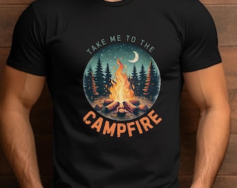 Camiseta con estampado de fogata: una camiseta acogedora para acampar y hacer senderismo