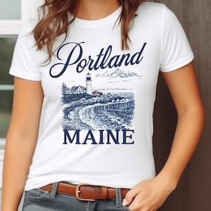 Portland Maine Lighthouse Adult Tee Portland Head Light Tee Maine Short Sleeve Tee Travel Shirt Maine Gift