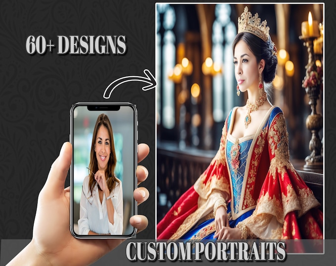 Custom Royal Portrait, Customized Renaissance Portraits, Royal Queen Portrait, Christmas Gift Idea Custom Royal Portrait from Photo,