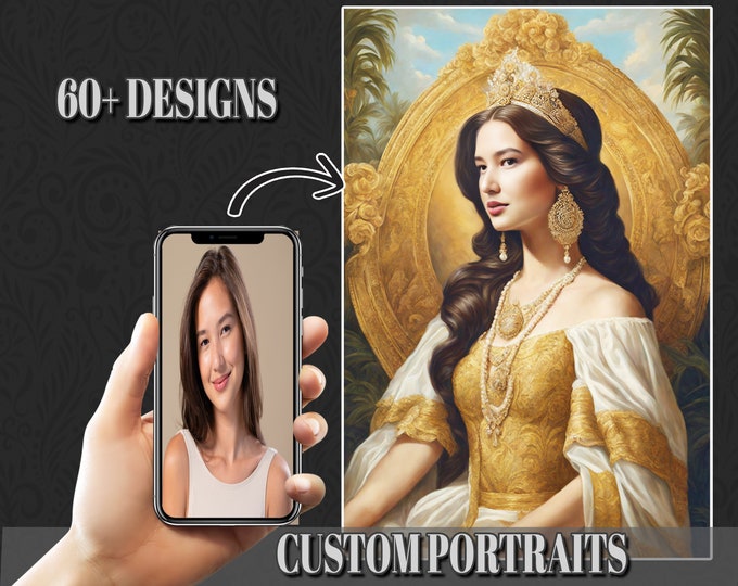 Custom Royal Portrait, Customized Renaissance Portraits, Best Unique Gift, Royal Queen Portrait For Woman Custom Royal Portrait from Photo