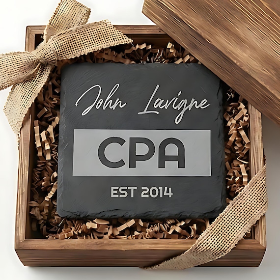 Customizable Credential Slate Coaster — CPA, MBA, ESQ