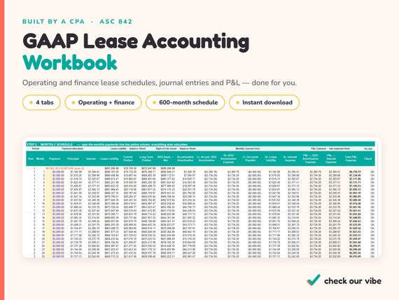GAAP Lease Accounting Workbook — ASC 842 Schedule