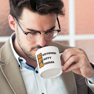 CPA Mug Gift in White, Certified Party Animal Coffee Cup, Fun CPA Coffee Mug