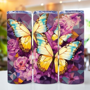 Butterfly Sublimation Designs 20oz Skinny Tumbler Wrap Design PNG, Butterfly Tumbler Png, Straight Tumbler Design, Butterfly Theme