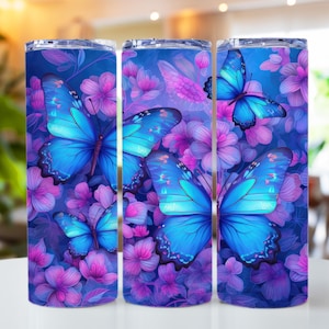 Butterfly Sublimation Designs 20oz Skinny Tumbler Wrap Design PNG, Butterfly Tumbler Png, Straight Tumbler Design, Butterfly Theme