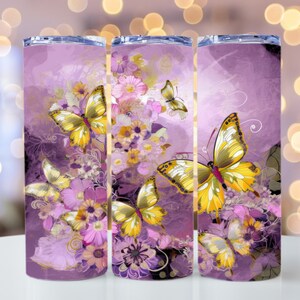 Butterfly Sublimation Designs 20oz Skinny Tumbler Wrap Design PNG, Butterfly Tumbler Png, Straight Tumbler Design, Butterfly Theme