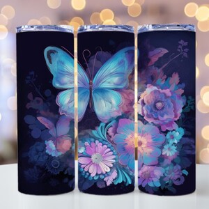 Butterfly Sublimation Designs 20oz Skinny Tumbler Wrap Design PNG, Butterfly Tumbler Png, Straight Tumbler Design, Butterfly Theme