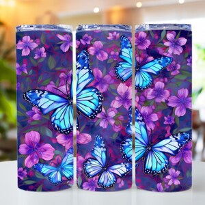 Butterfly Sublimation Designs 20oz Skinny Tumbler Wrap Design PNG, Butterfly Tumbler Png, Straight Tumbler Design, Butterfly Theme