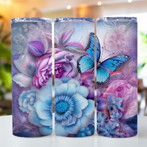 Butterfly Sublimation Designs 20oz Skinny Tumbler Wrap Design PNG, Butterfly Tumbler Png, Straight Tumbler Design, Butterfly Theme