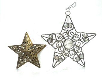 Vintage Star Christmas Ornaments 1 Bronze 3.5 In And 1 Silver 5 In