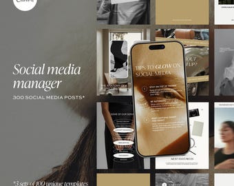 300 modelos de mídia social: postagens editáveis do Canva (download digital) Gerente de mídia social, marketing, negócios no Instagram