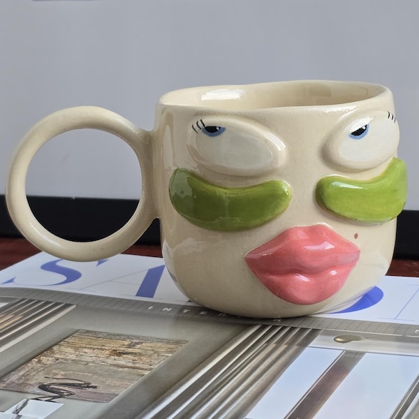 Pre-order Handmade Ceramic Face Mug: Unique Coffee Mug