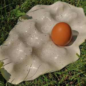 Clay Egg Crate, Egg Stand, Egg Holder, Handmade Stoneware Tray, Egg Carton, Deviled egg tray