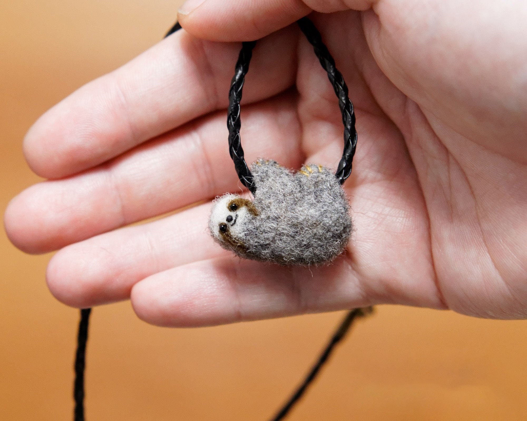Baby Sloth Charm Pendant Necklace - 17" Chain, Choose Brass, Silver, Or Copper Finish, Cute Animal Jewelry