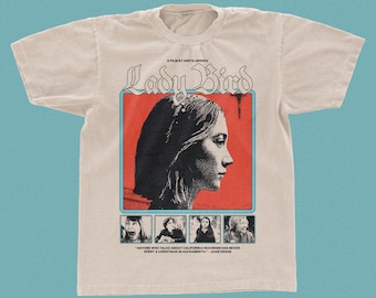 Ladybird movie graphic t-shirt, vintage a24 film style teeshirt, Greta Gerwig top, Gildan Natural 5000, streetwear, movie merch