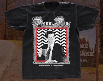 Twin Peaks show t-shirt, Damn Fine Coffee, Agent Dale Cooper, David Lynch, black Men’s Classic Tee Gildan 5000, streetwear top