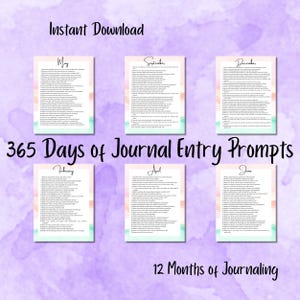 365 Journal Prompts Printable | Daily Writing Prompts |Self-Discovery Journal|Mental Health Planner |Mindfulness Printable| Instant Download