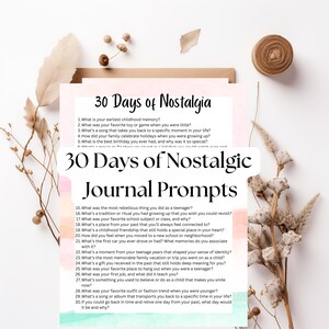 30 Day Nostalgia Journal | Memory Writing Prompts PDF | Reflective Journal | Guided Writing Printable | Instant Download