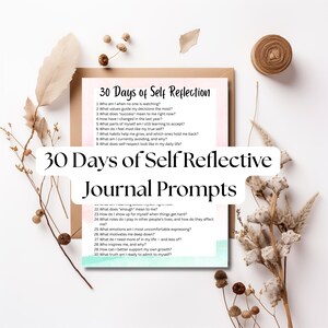 30 Day Self Reflection Journal | Printable PDF Prompts | Guided Journal | Self Discovery Writing | Digital Download | Mindset Journal