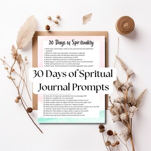 30 dagen spirituele dagboekaanwijzingen | Mindfulness schrijven afdrukbaar | Zelfreflectiedagboek pdf | Op geloof gebaseerde vragen | Direct downloaden