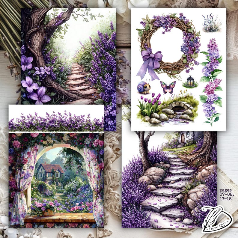 Fairy Garden Junk Journal Kit: Lilac Ephemera, Printable Clip Art ...