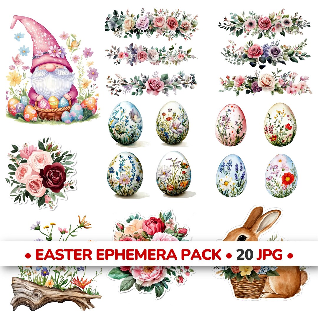 Easter Ephemera Pack Printable - Collage Pages | Junk Journal Paper ...
