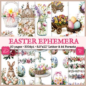 Easter Ephemera Clip Art For Junk Journal, Vol. 2 | Fussy Cuts | Printable Digital Scrapbook Collage Paper Download | Eggs, Bunnies, Flowers