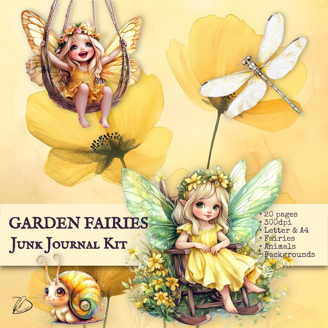 Garden Fairies Junk Journal Kit: Printable Ephemera, Fussy Cuts (PDF ...