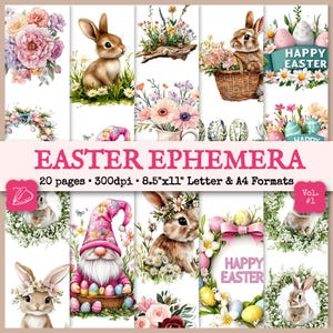 Easter Ephemera Clip Art For Junk Journal, Vol. 1 | Fussy Cuts | Printable Digital Scrapbook Collage Paper Download | Eggs, Bunnies, Flowers