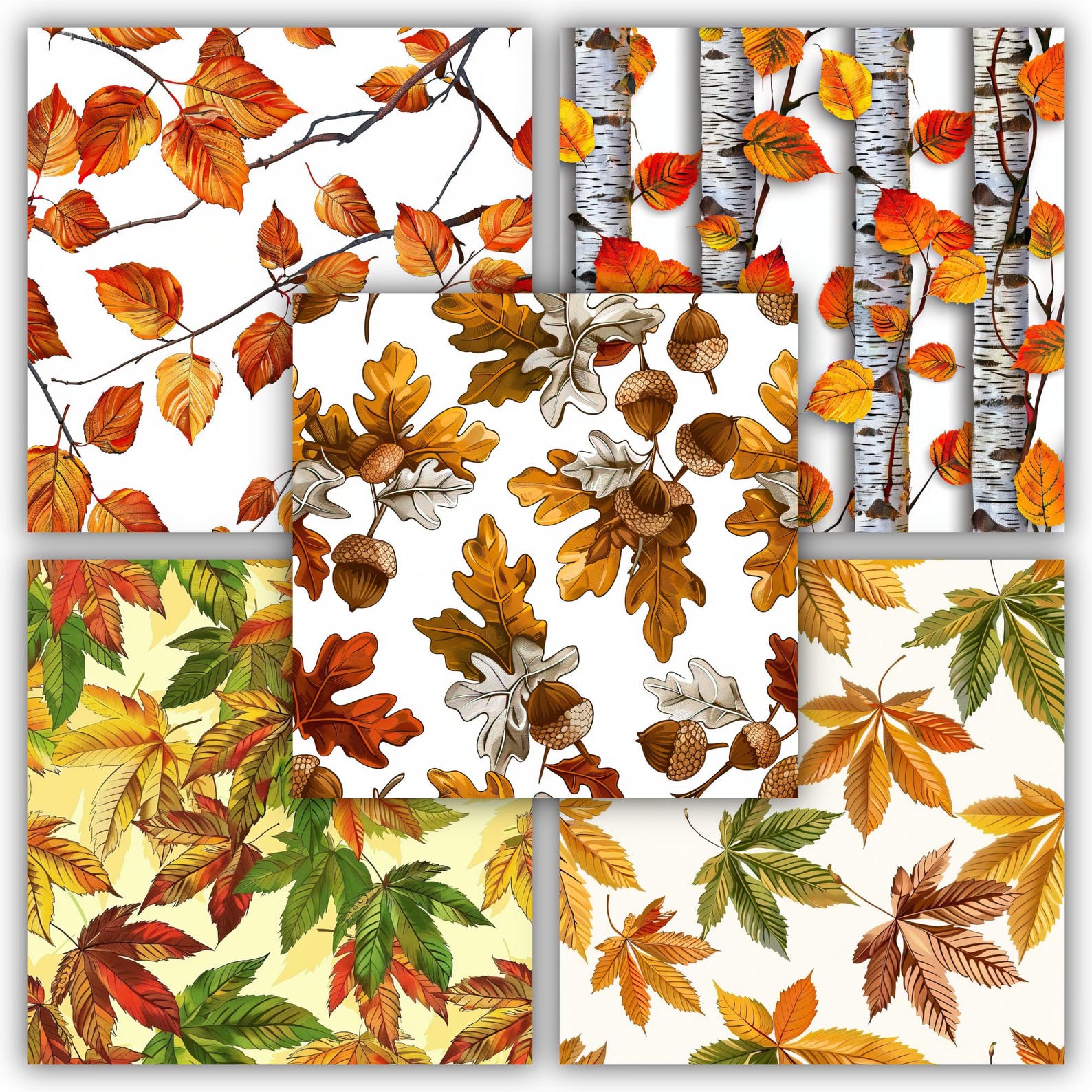 Autumn Leaves Digital Scrapbook Paper Fall Background JPG in Light and ...