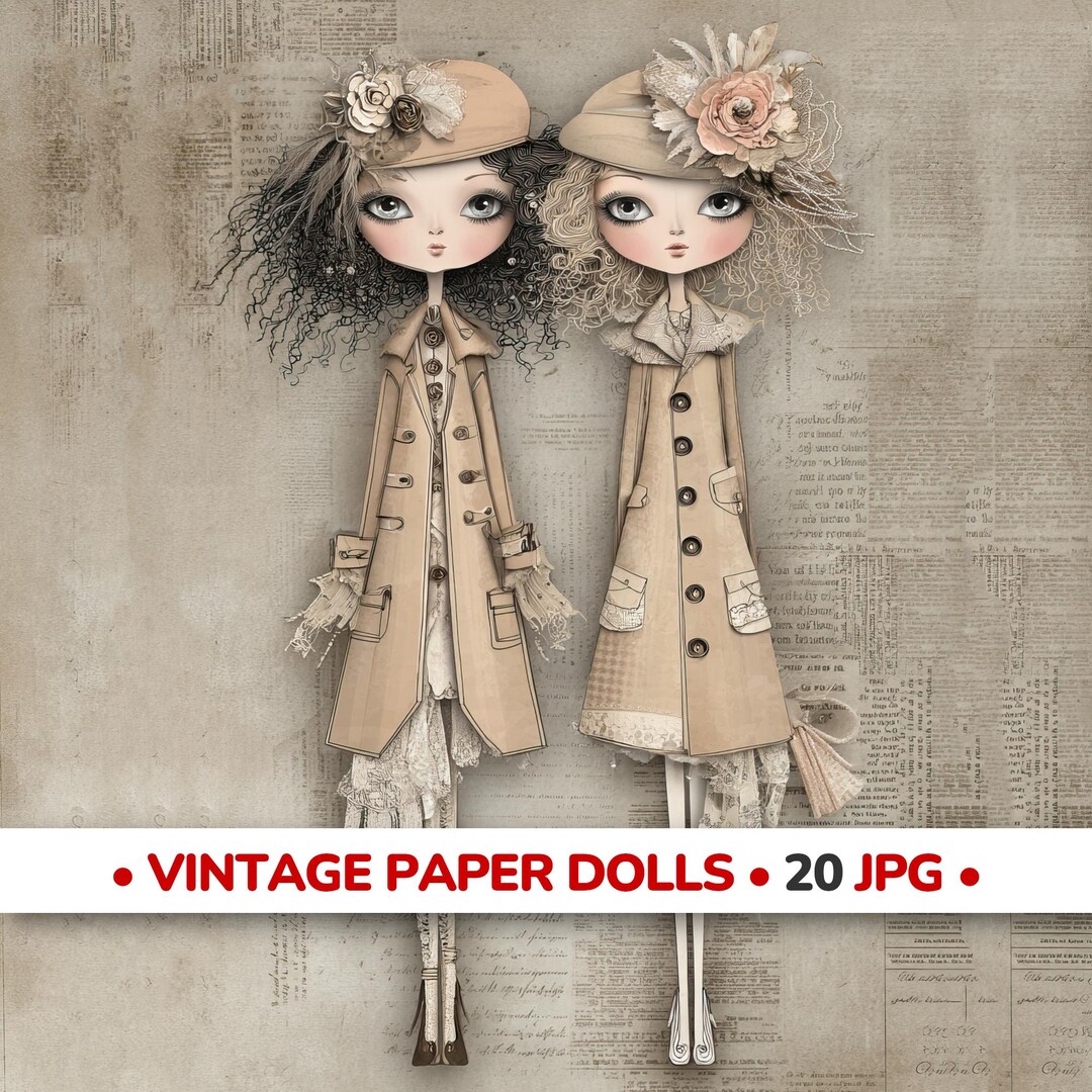 Vintage Paper Doll Inspired Junk Journal Pages, Shabby Chic Ephemera ...