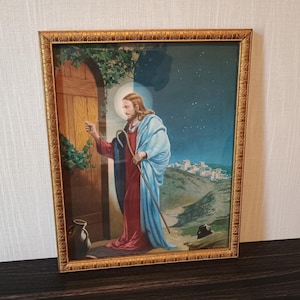 Religious Lithograph 1940s Jesus Christ Religious Wall Art