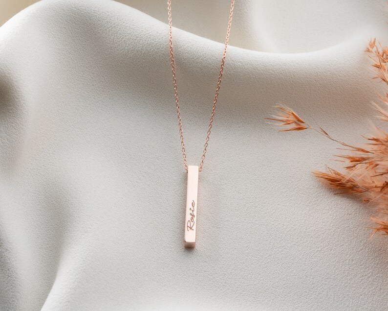 Custom Bar Necklace 4 Sided Bar Necklace Location Necklace Mantra Necklace Date Necklace